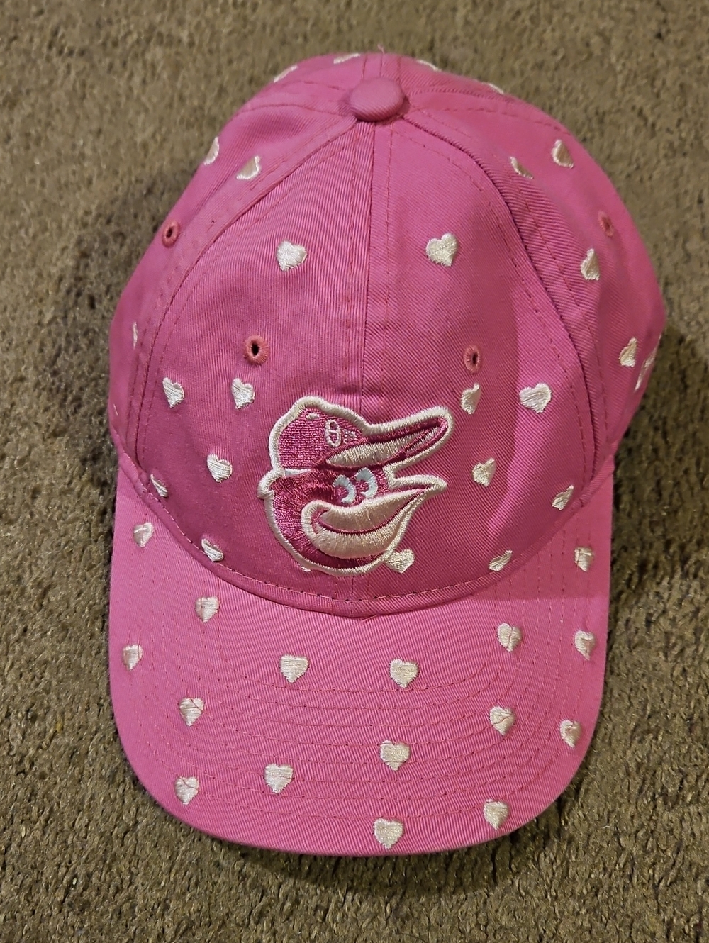 New Era Baltimore Orioles Heart 9TWENTY A-Frame Adjustable Hat Kids Pink